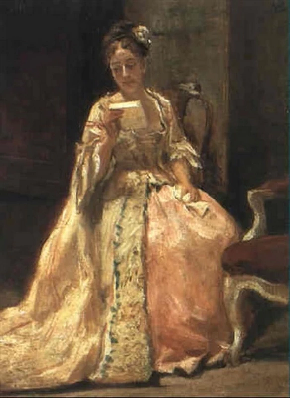 Una donna elegante che legge una lettera
